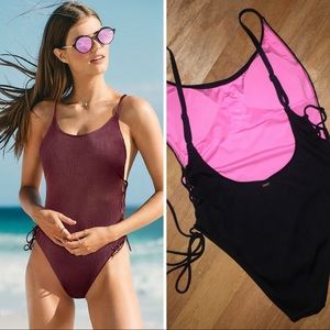 Victoria Secret PINK Lace-Up One Piece | Black